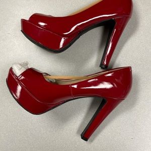 Red Pinup Peep Toe Platform Candie’s 4 1/2” Heels
